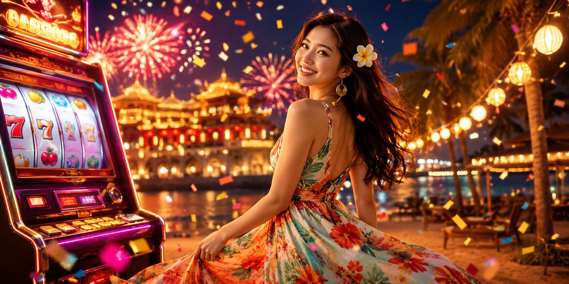 Không khí lễ hội Huế với người chơi tham gia slot game trực tuyến trong không gian truyền thống