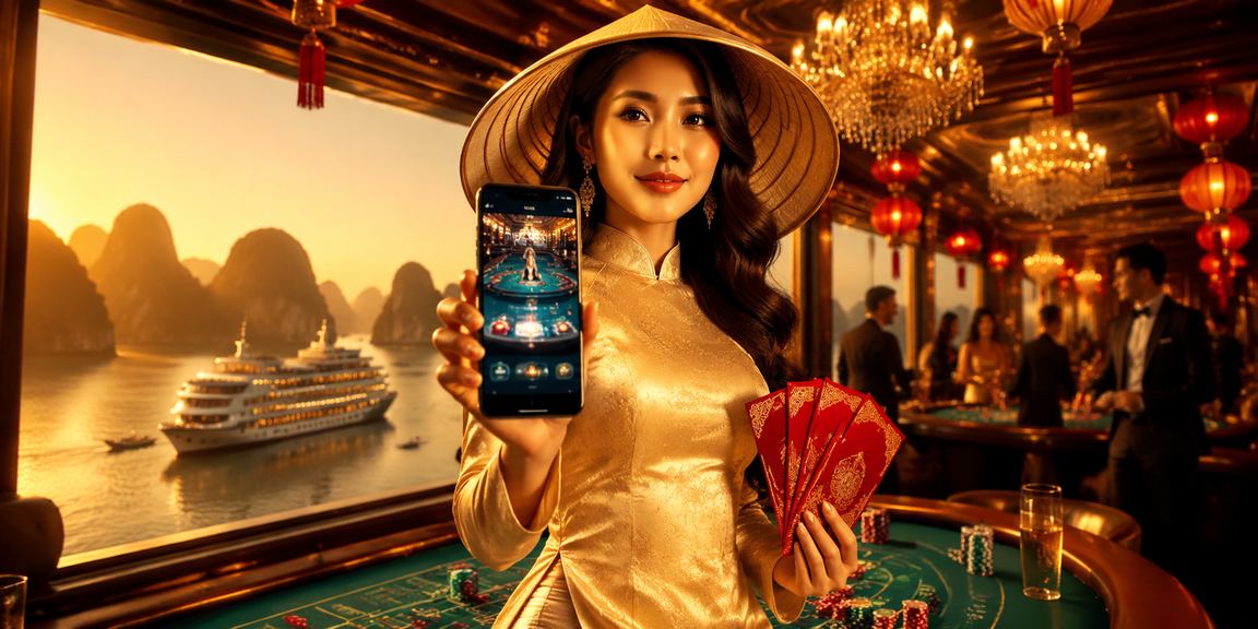 Hình ảnh không khí sôi động của casino trực tuyến với màn hình neon rực rỡ